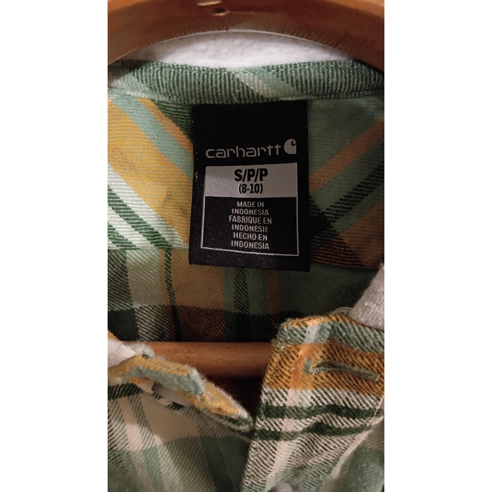 Carhartt Boys Plaid Hooded Flannel Shirt TW8205-B Size S 8-10 Autumn, Gorpcore. - Picture 4 of 6